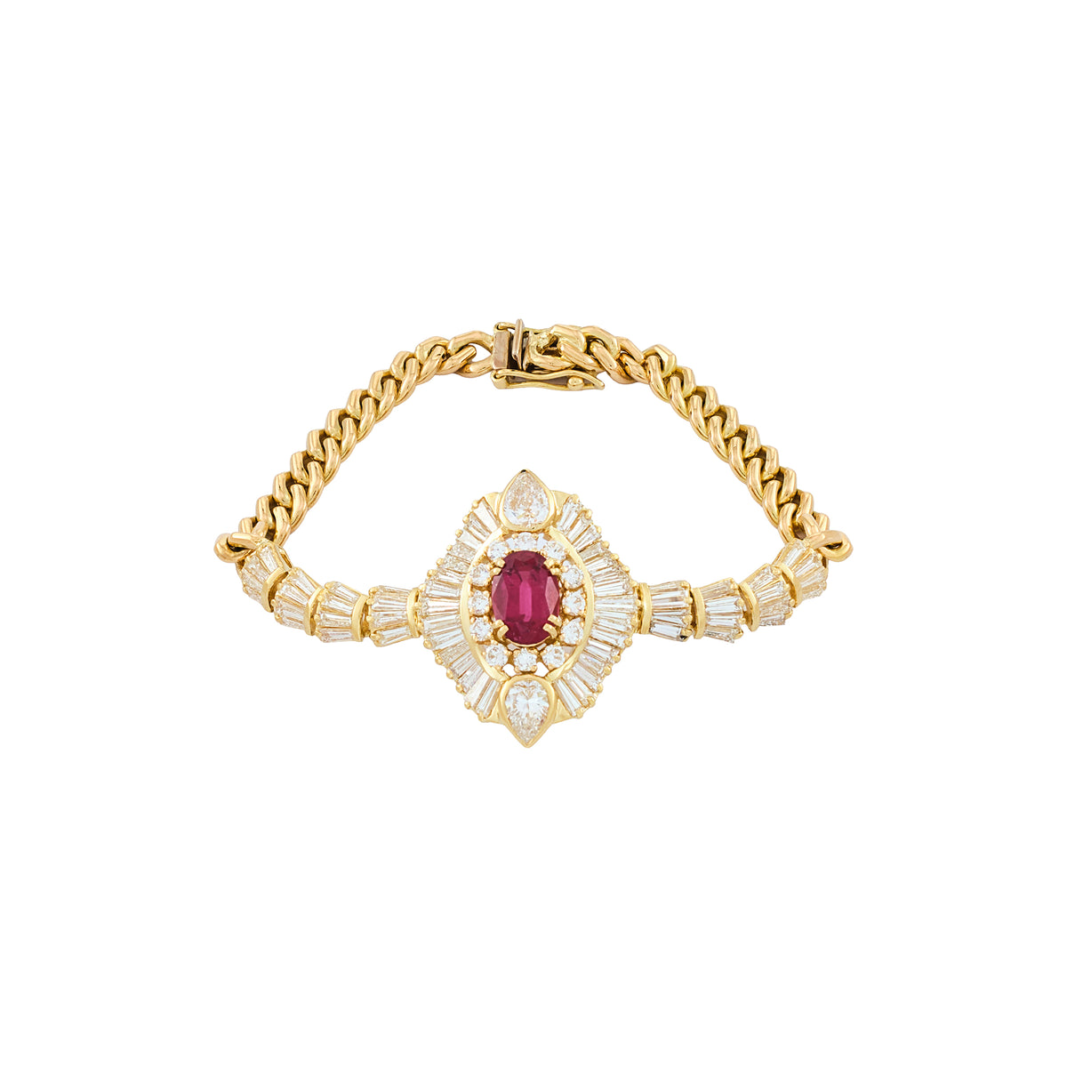 Vintage Italian Rubellite and Diamonds Bracelet