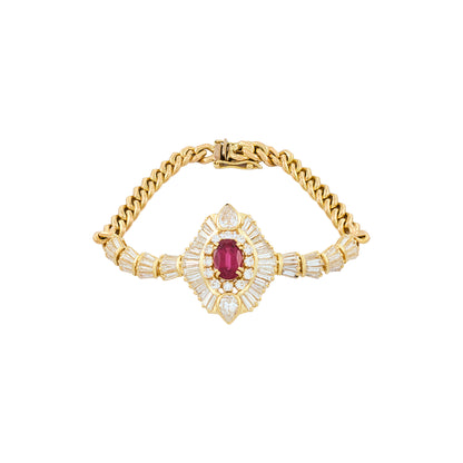 Vintage Italian Rubellite and Diamonds Bracelet