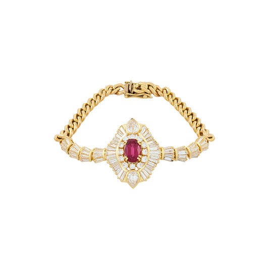 Vintage Italian Rubellite and Diamonds Bracelet