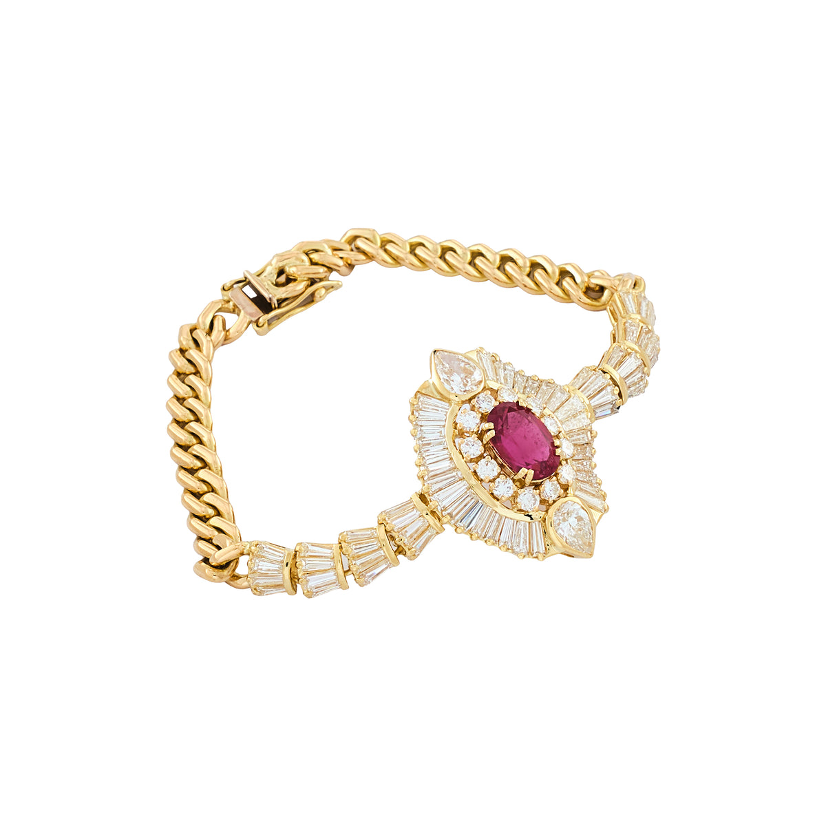 Vintage Italian Rubellite and Diamonds Bracelet
