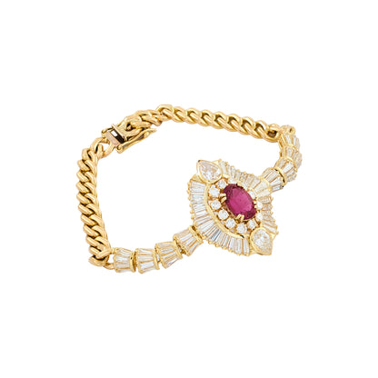 Vintage Italian Rubellite and Diamonds Bracelet