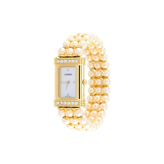 OJ Perrin Pearl and Diamond Watch