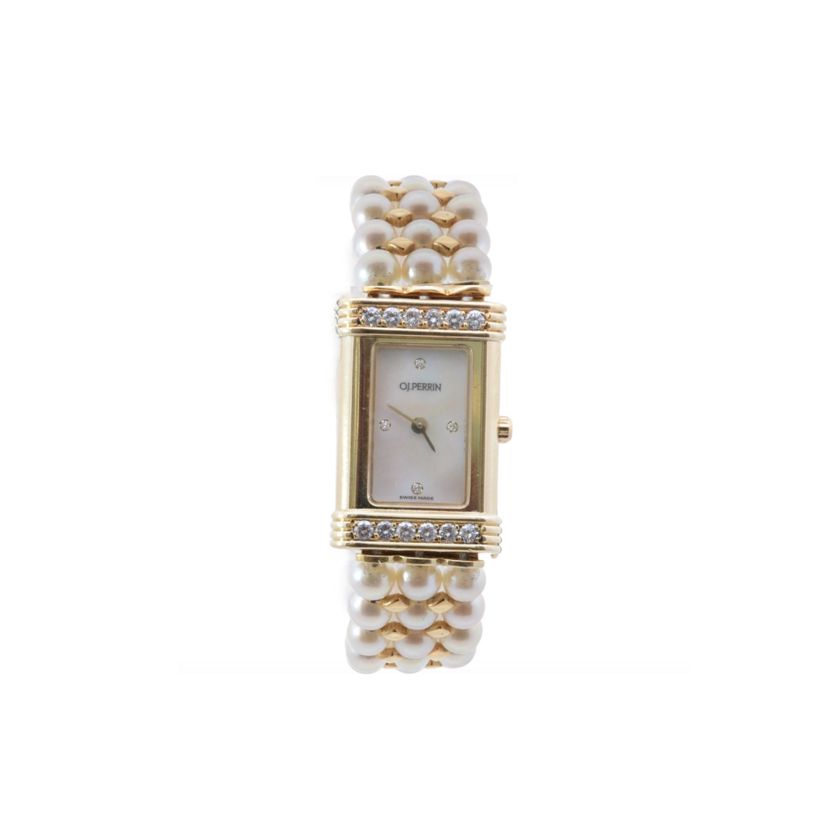 OJ Perrin Pearl and Diamond Watch