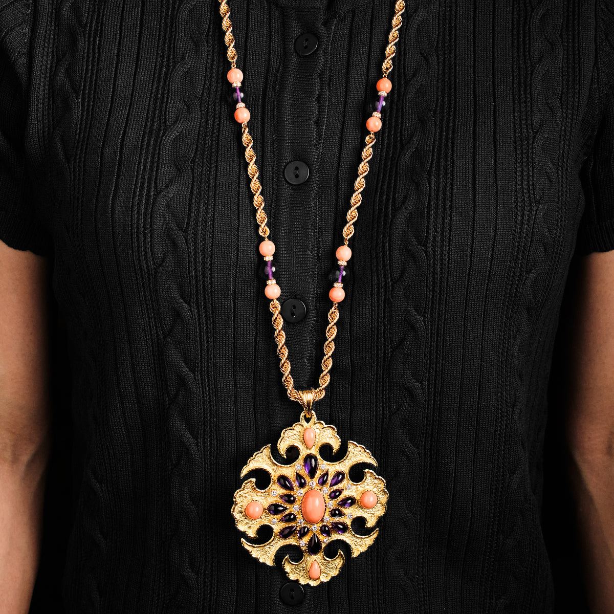 Van Cleef & Arpels Amethyst and Coral Sautoir