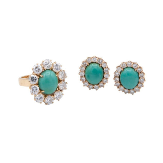 Vintage Turquoise and Diamonds Parure