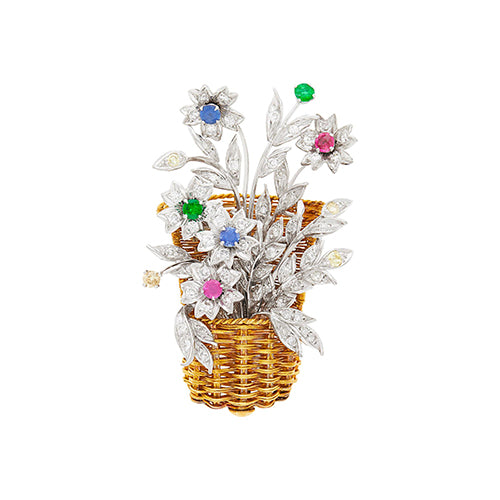 Vintage Flower Basket Brooch