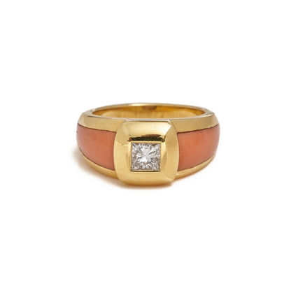 Van Cleef & Arpels Coral and Diamond Ring