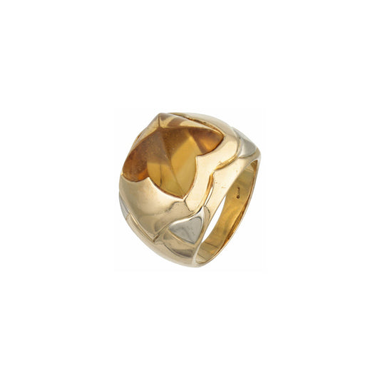 Bvlgari Citrine Ring - Gold Pyramid Collection