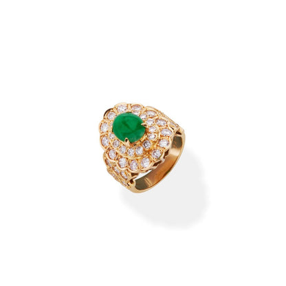 Vintage Jade and Diamonds Ring