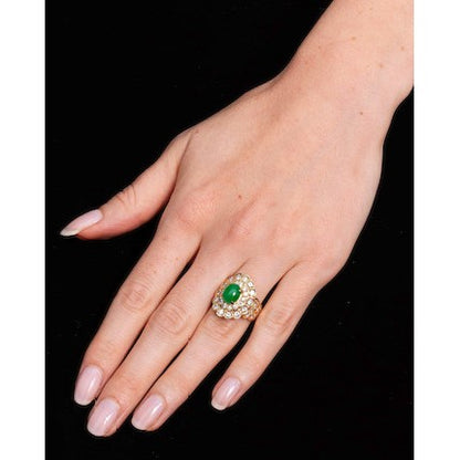 Vintage Jade and Diamonds Ring