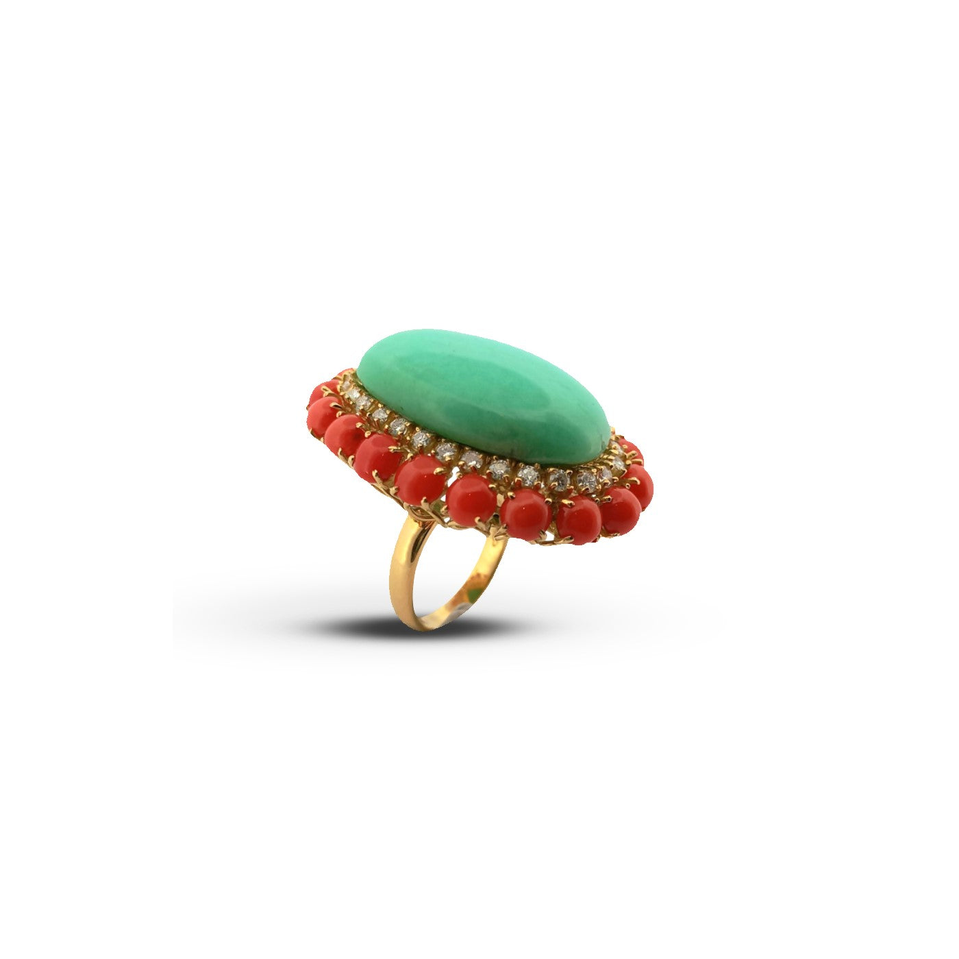 Vintage Chrysoprase and Coral Ring