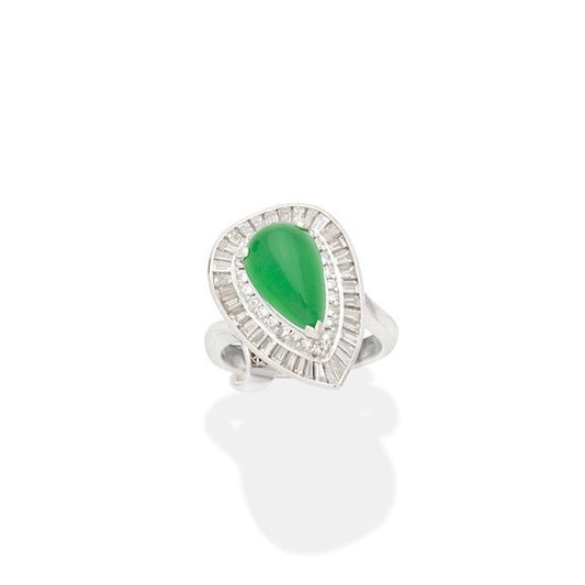 Vintage Jade and Diamond Ring