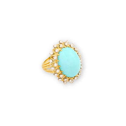 Vintage Turquoise and Diamond Dress Ring