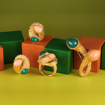 Boucheron Chrysoprase and Coral Demi Parure