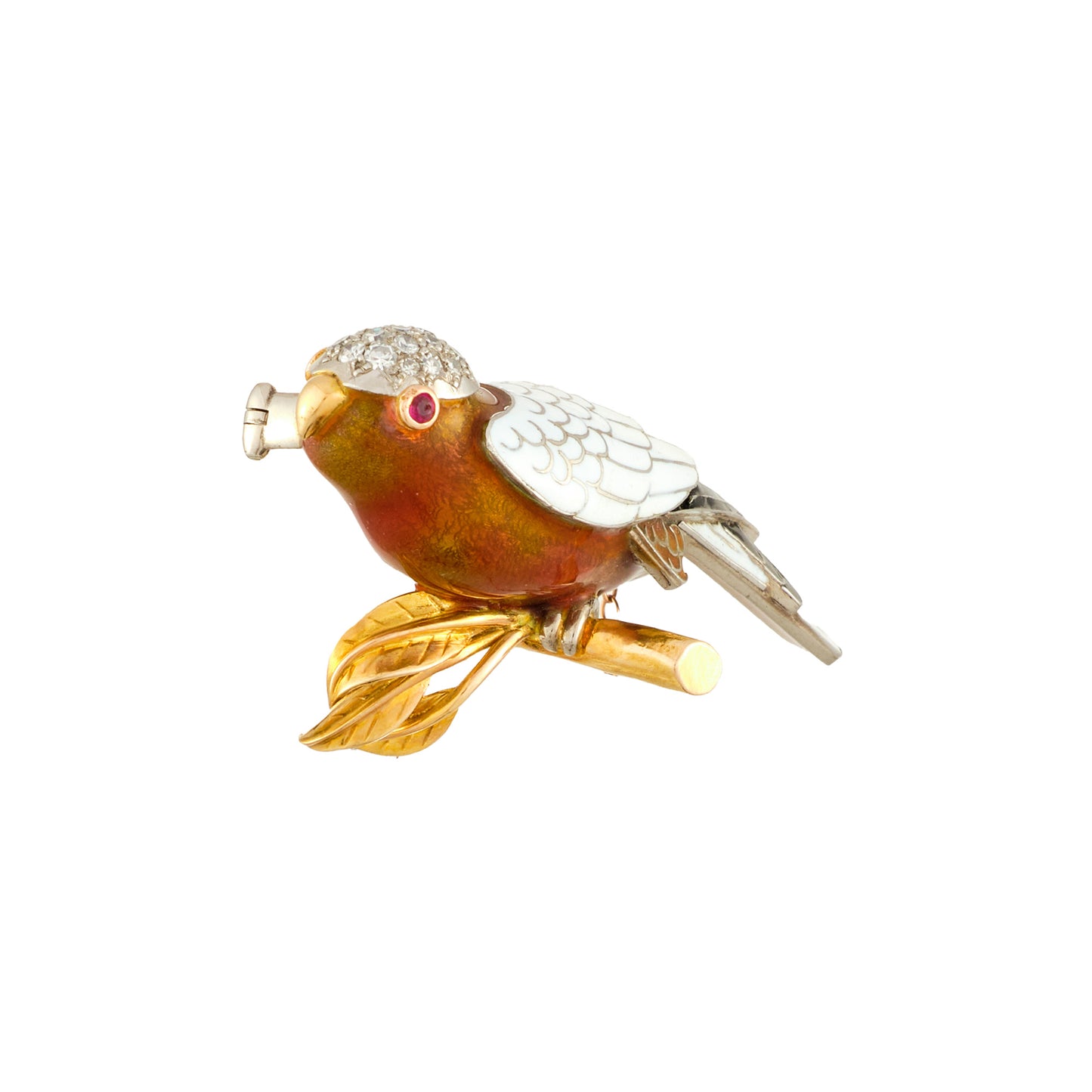 Vintage Enamel Bird Brooch