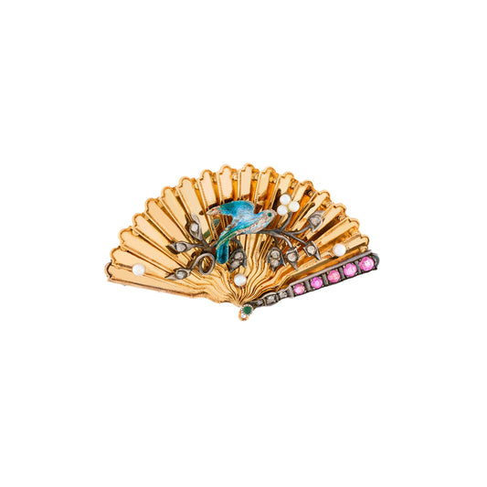 Antique Open Fan Brooch