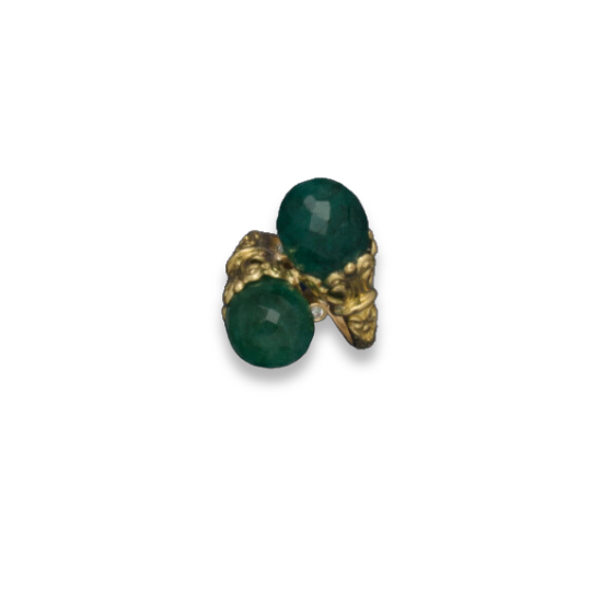 Vintage Toi et Moi French Emerald Ring