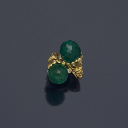 Vintage Toi et Moi French Emerald Ring