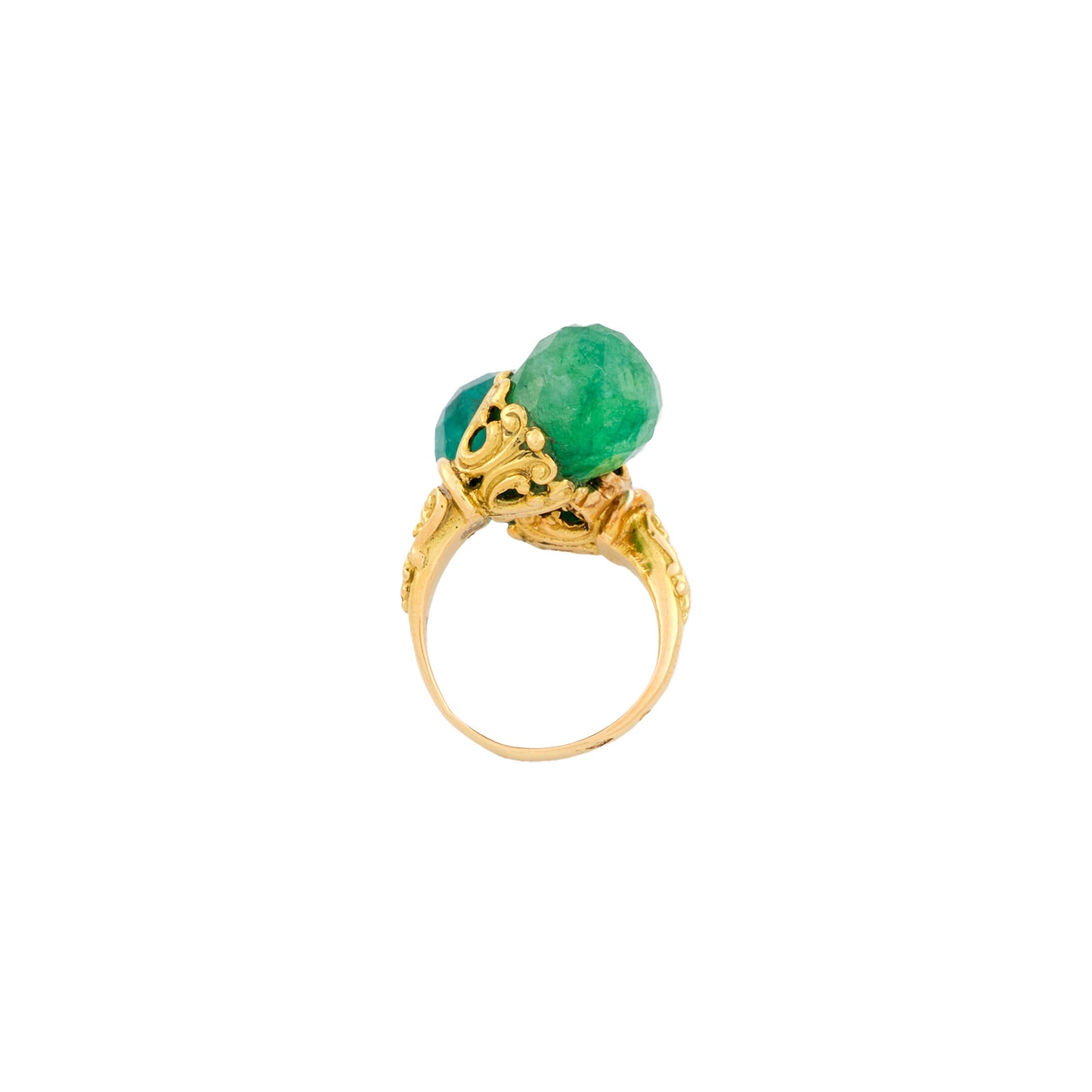 Vintage Toi et Moi French Emerald Ring