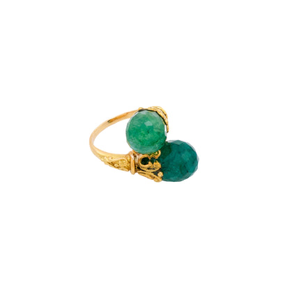 Vintage Toi et Moi French Emerald Ring