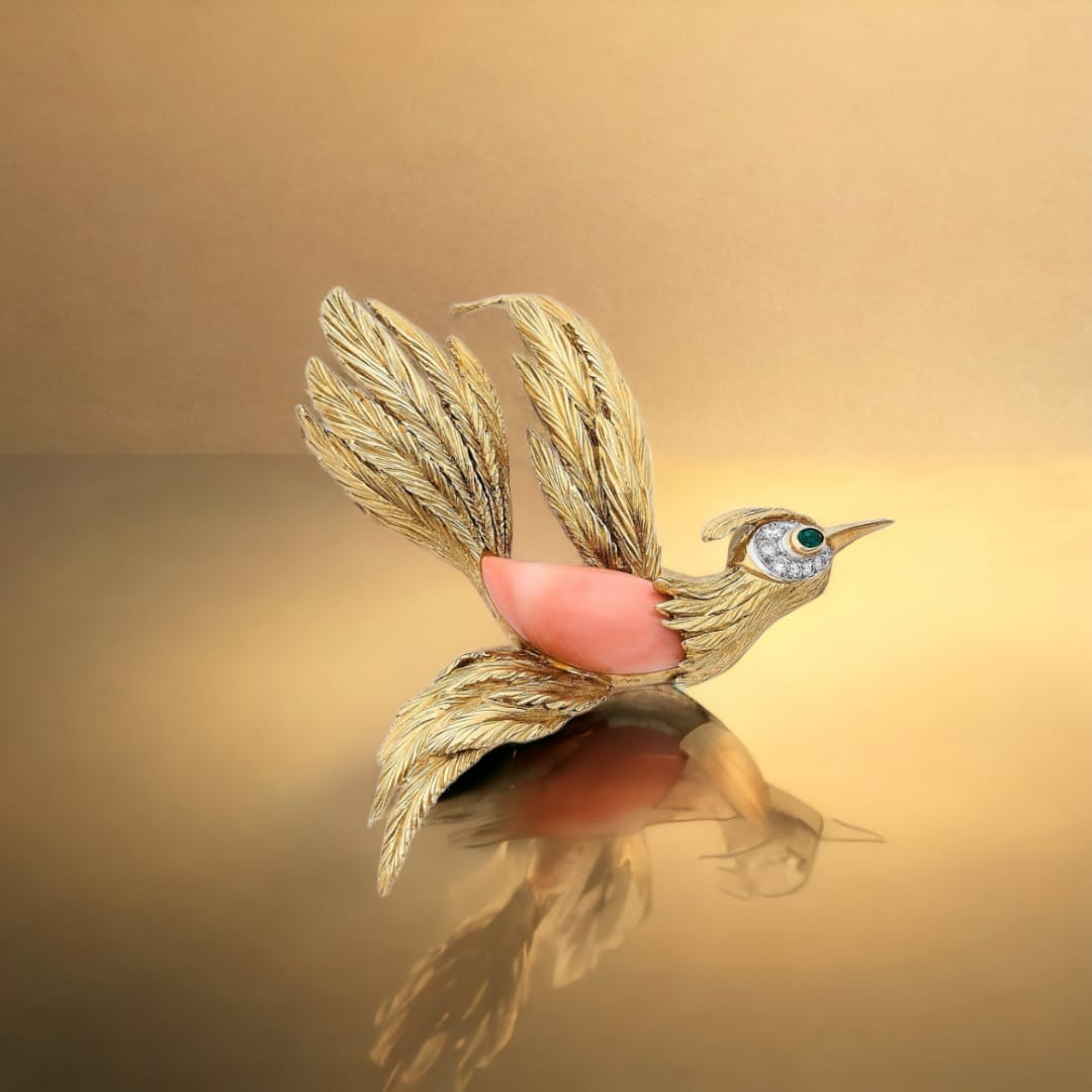 Vintage French Bird of Paradise Brooch