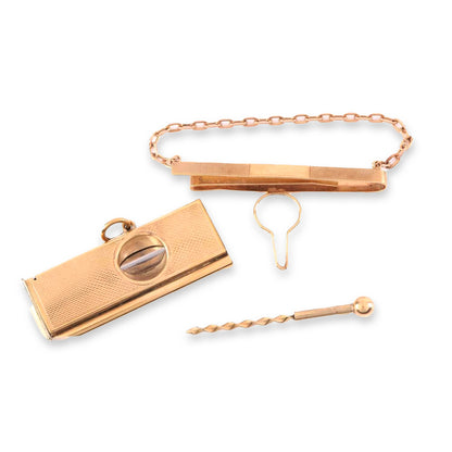 English Cigar Wedge Cutter and Tie Clip Set