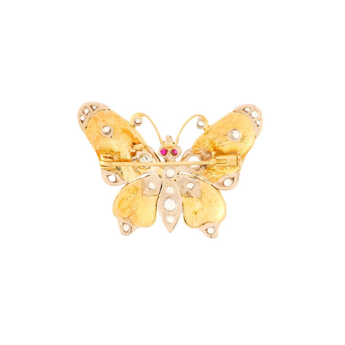 Vintage Enamel and Diamond Butterfly Brooch