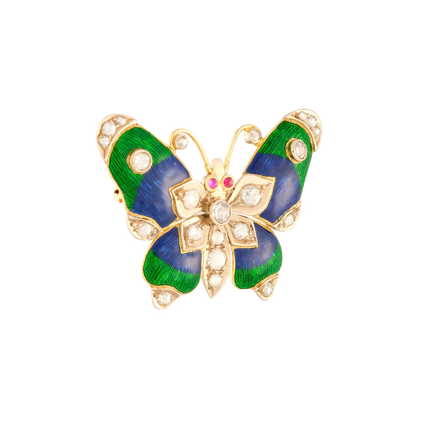 Vintage Enamel and Diamond Butterfly Brooch