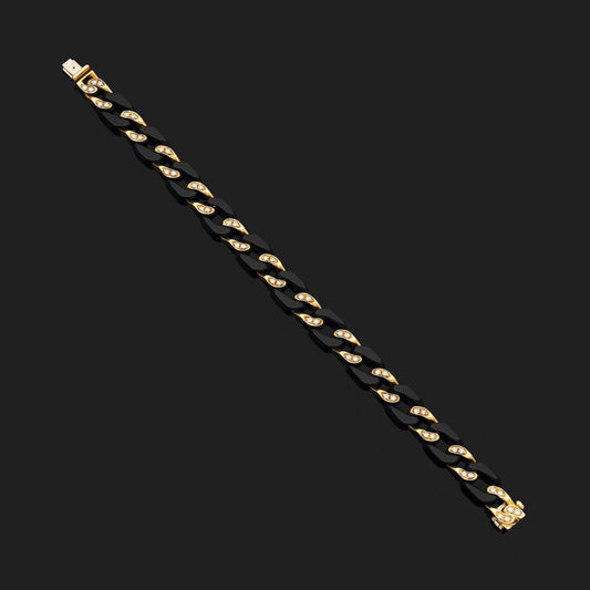 Fred Gold, Onyx, and Diamond Link Bracelet