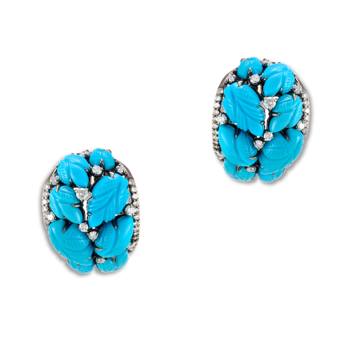 Vintage Carved Turquoise Earrings