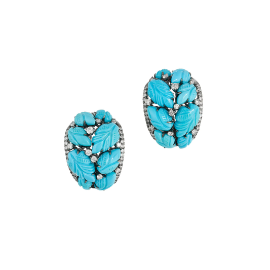 Vintage Carved Turquoise Earrings