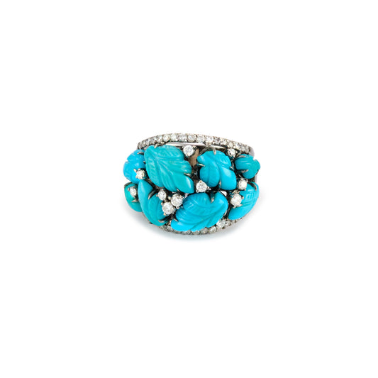Vintage Carved Turquoise Ring