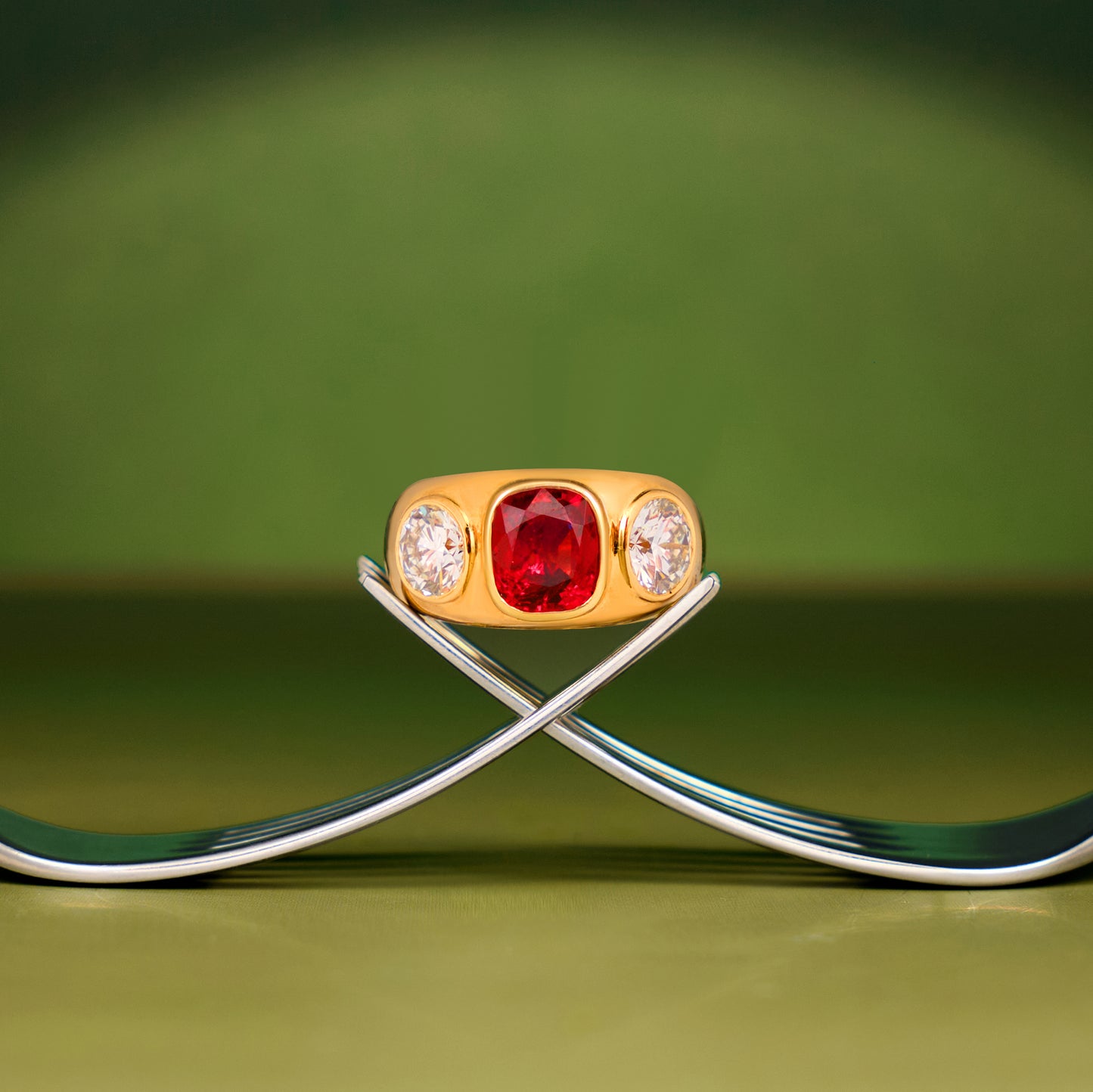 Tanagro Burmese Spinel & Diamond Ring