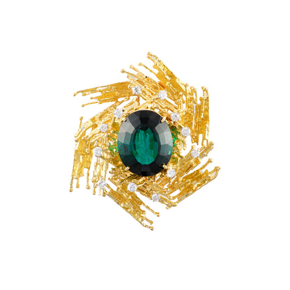 George Weil Tourmaline & Diamond Brooch