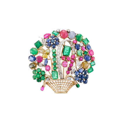 Vintage Flower Basket Brooch