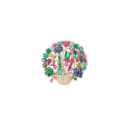 Vintage Flower Basket Brooch