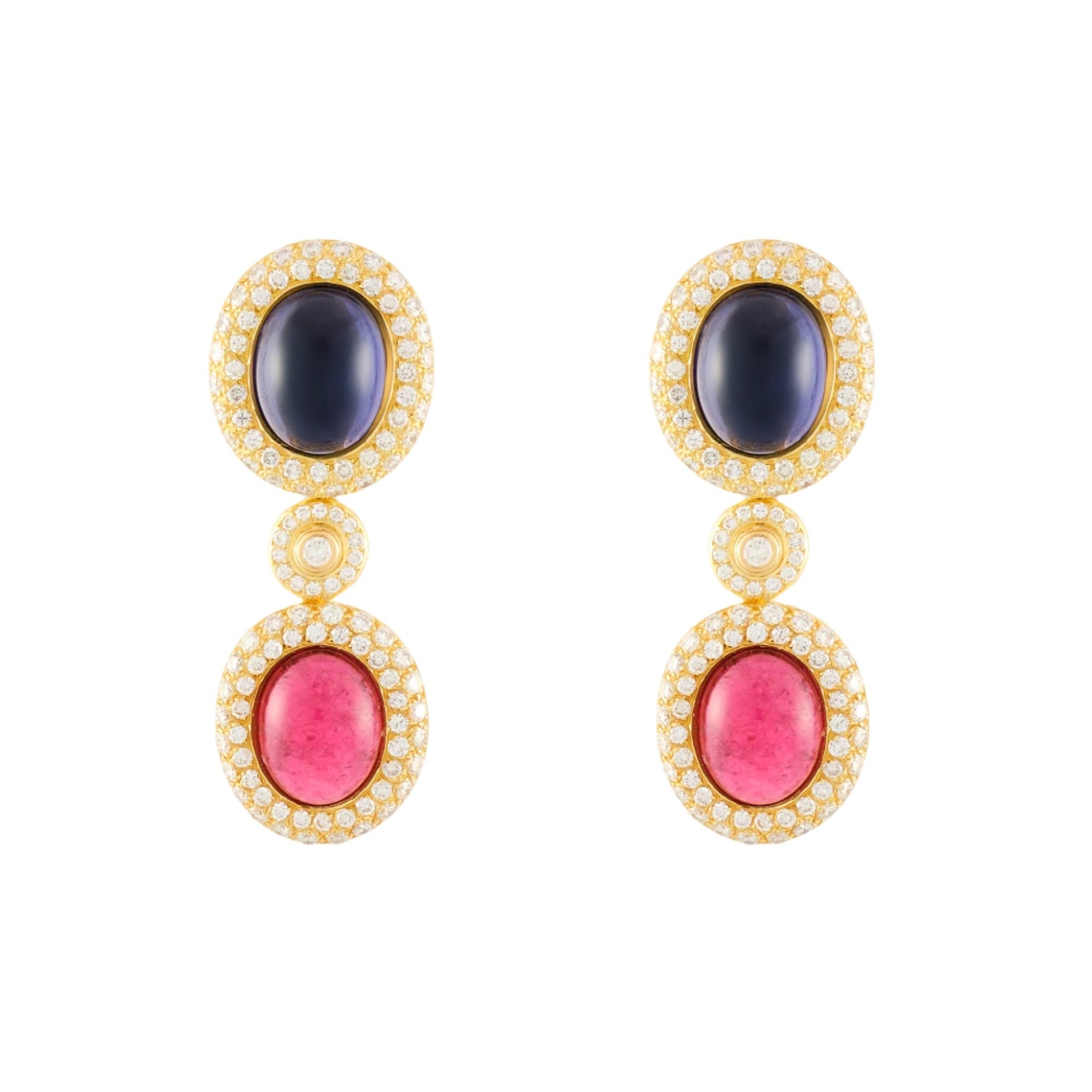 Poiray Rubellite and Sapphire Earrings