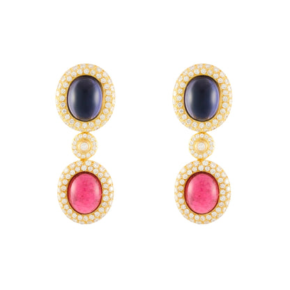 Poiray Rubellite and Sapphire Earrings