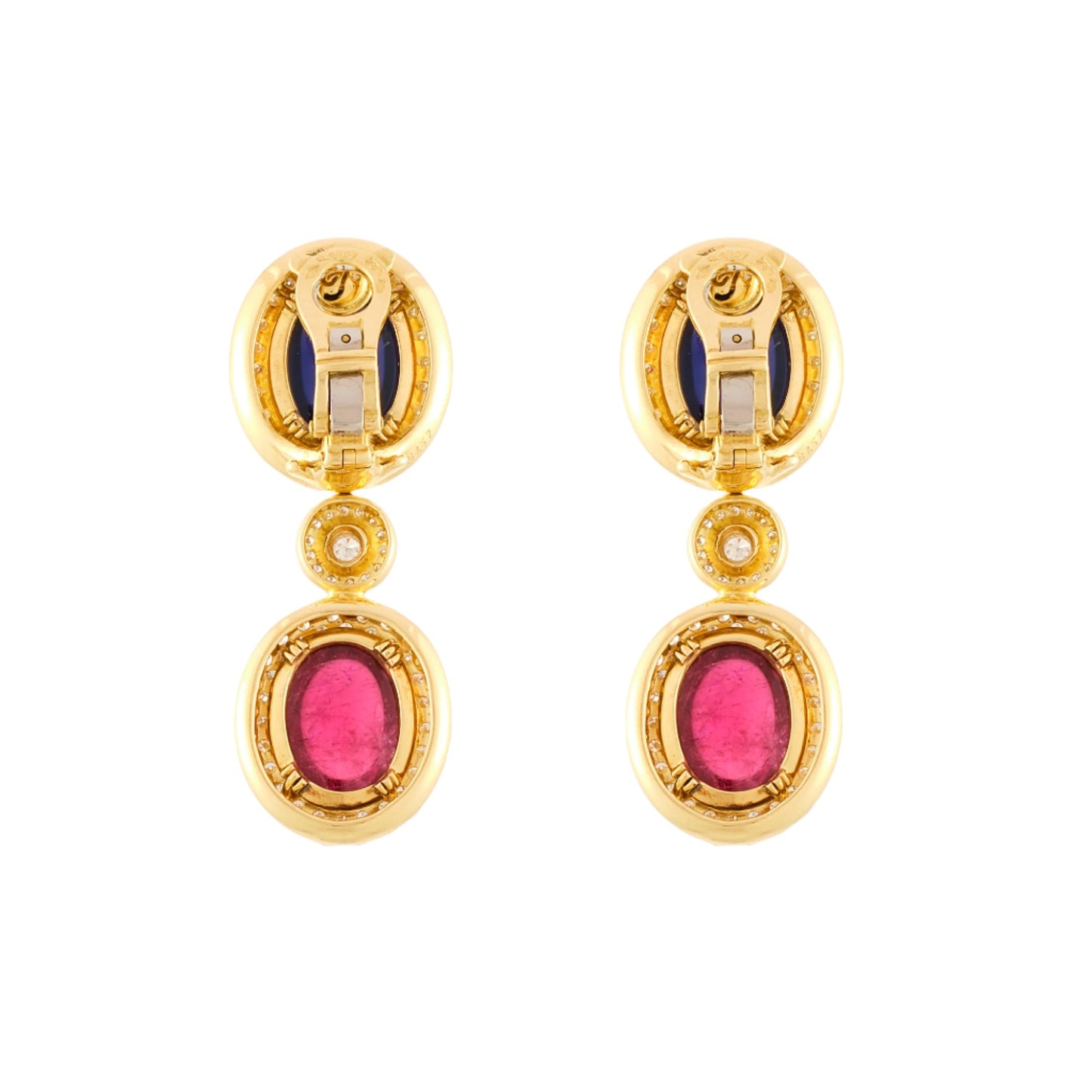 Poiray Rubellite and Sapphire Earrings