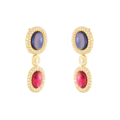 Poiray Rubellite and Sapphire Earrings