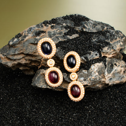 Poiray Rubellite and Sapphire Earrings