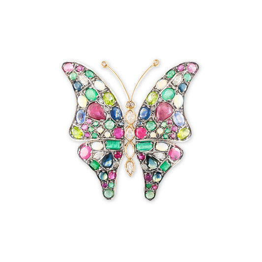 Vintage Multigem Butterfly Brooch