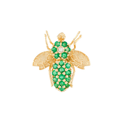 Vintage Bumblebee Emerald Brooch