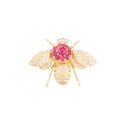 Vintage Bumblebee Ruby Brooch