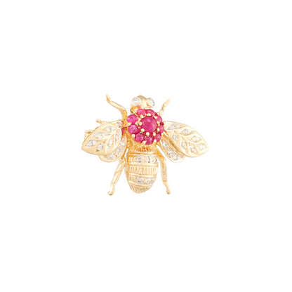 Vintage Bumblebee Ruby Brooch