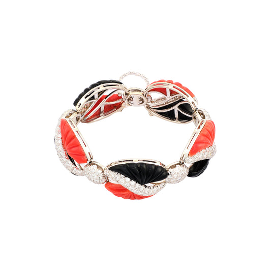 Vintage Coral and Onyx Bracelet