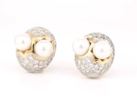 Vintage Pearl and Diamond Earclips