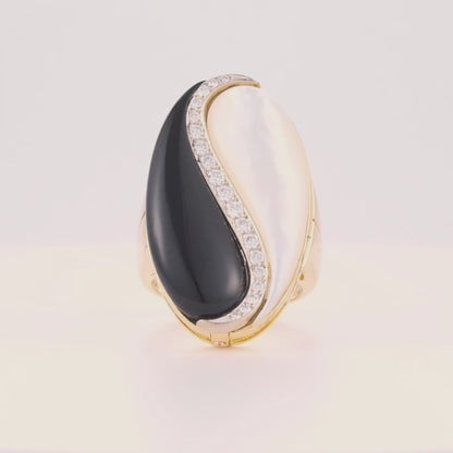 Vintage Onyx and Mother of Pearl Ring
