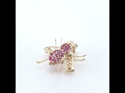 Vintage Bee Ruby Pendant / Brooch