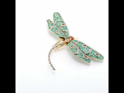 Vintage Dragonfly Enamel Brooch